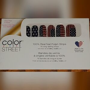 Color Street Glitter Red and Blue American Flag Nail Polish Strips